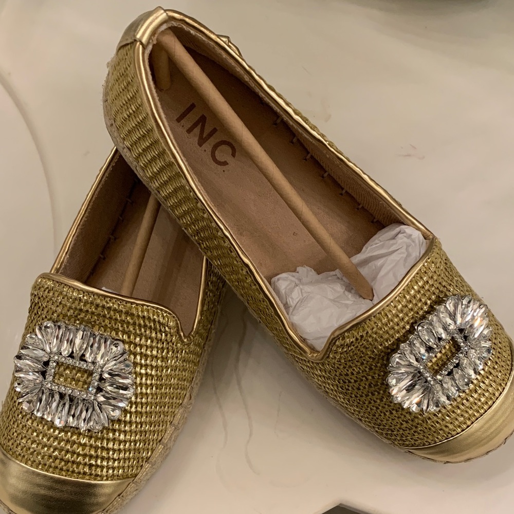 INC International Concepts Gold espadrilles. 
Brand new.